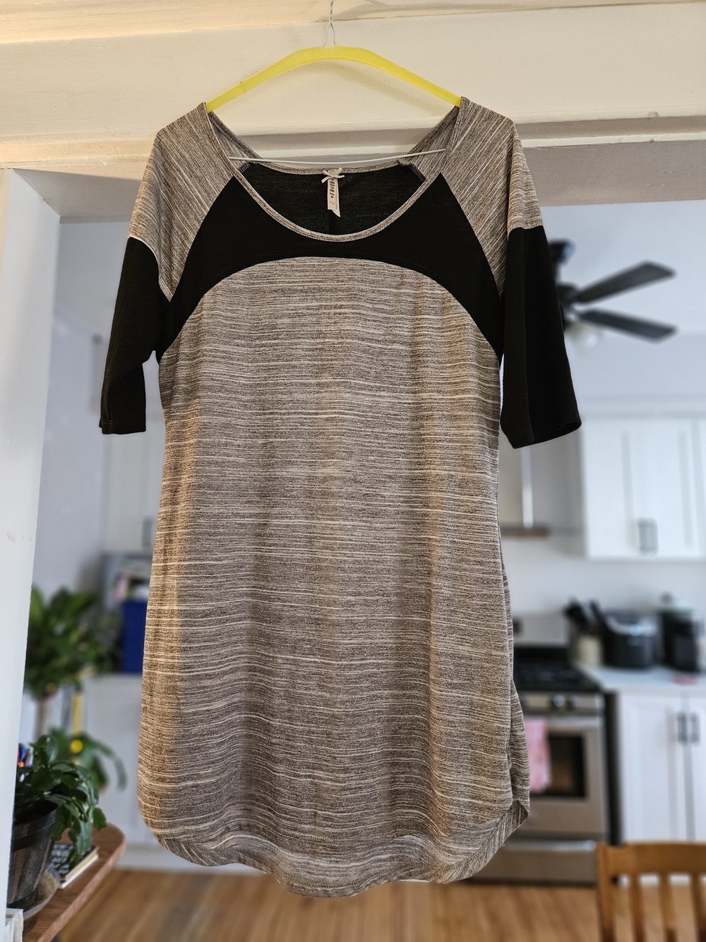 Gray and Black Heathered Tunic Top